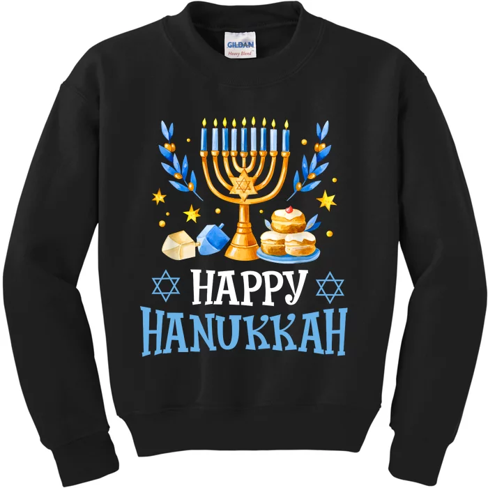 Happy Hanukkah Menorah Chanukah Jewish Kids Sweatshirt