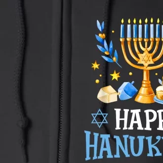 Happy Hanukkah Menorah Chanukah Jewish Full Zip Hoodie