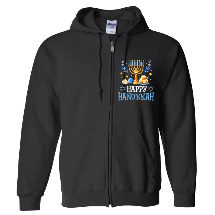 Happy Hanukkah Menorah Chanukah Jewish Full Zip Hoodie