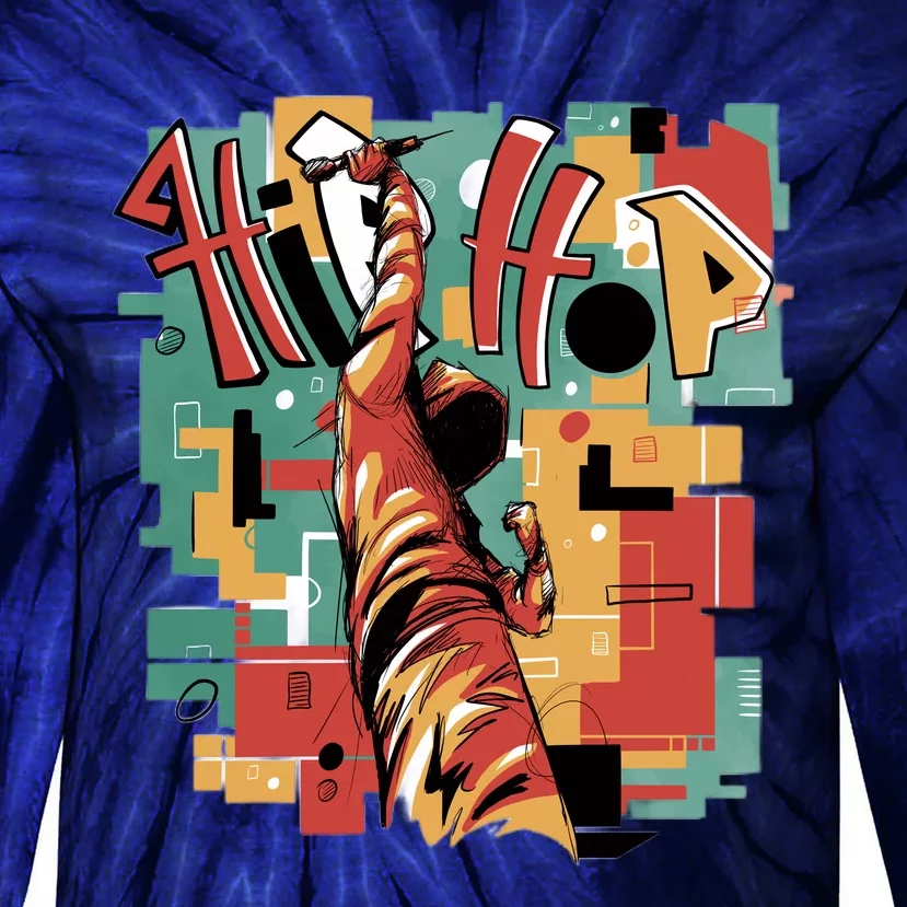 Hip Hop Music Retro Logo Tie-Dye Long Sleeve Shirt