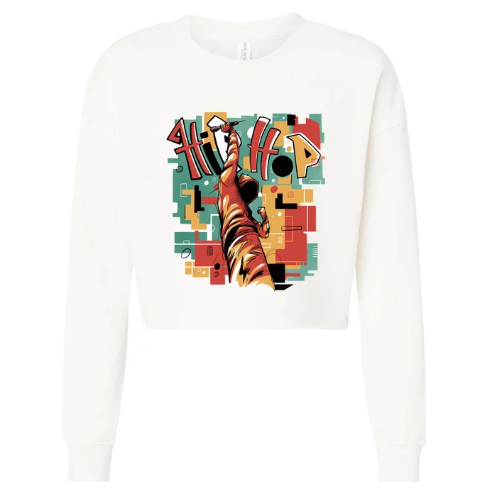 Hip Hop Music Retro Logo Cropped Pullover Crew