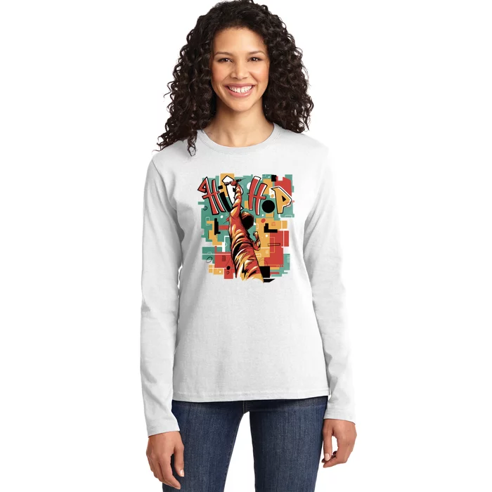 Hip Hop Music Retro Logo Ladies Long Sleeve Shirt