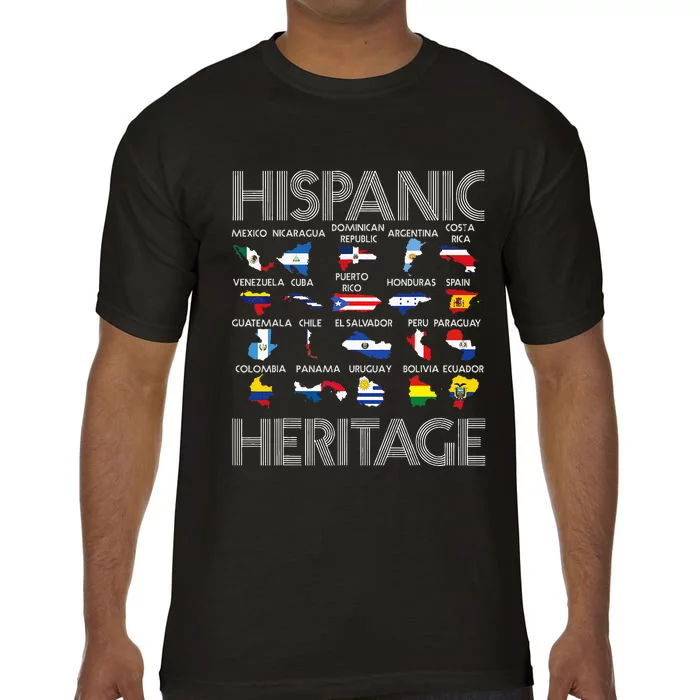 Hispanic Heritage Month Latino Countries Names Maps Comfort Colors T-Shirt