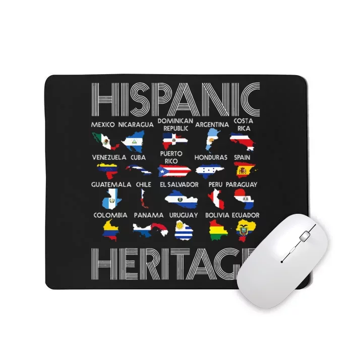 Hispanic Heritage Month Latino Countries Names Maps Mousepad