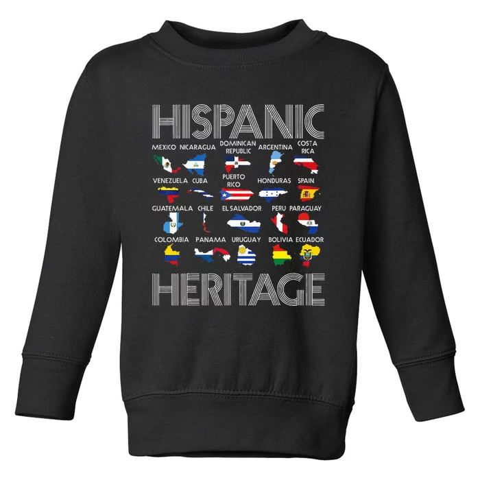 Hispanic Heritage Month Latino Countries Names Maps Toddler Sweatshirt