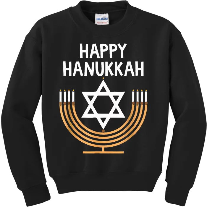 Happy Hanukkah Menorah Chanukah Jewish Kids Sweatshirt