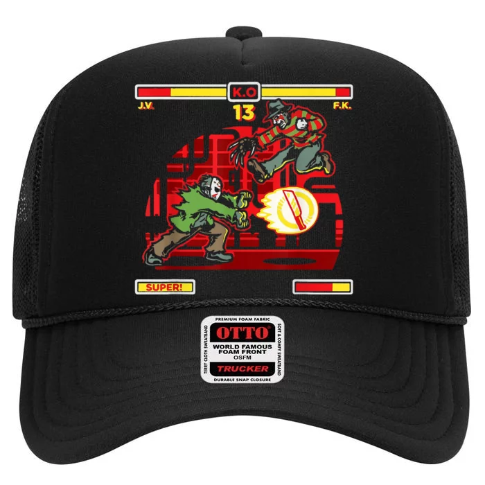 Halloween Horror Movie Characters Match Up KO High Crown Mesh Trucker Hat