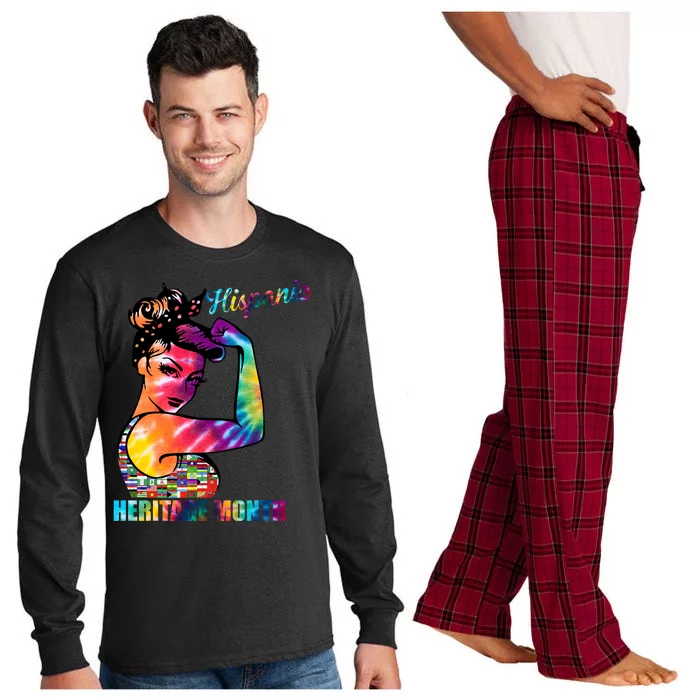 Hispanic Heritage Month Messy Bun Colorful Long Sleeve Pajama Set