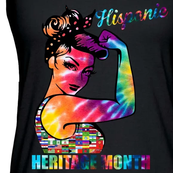 Hispanic Heritage Month Messy Bun Colorful Ladies Essential Flowy Tank