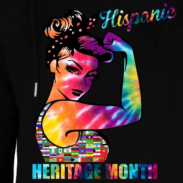 Hispanic Heritage Month Messy Bun Colorful Womens Funnel Neck Pullover Hood