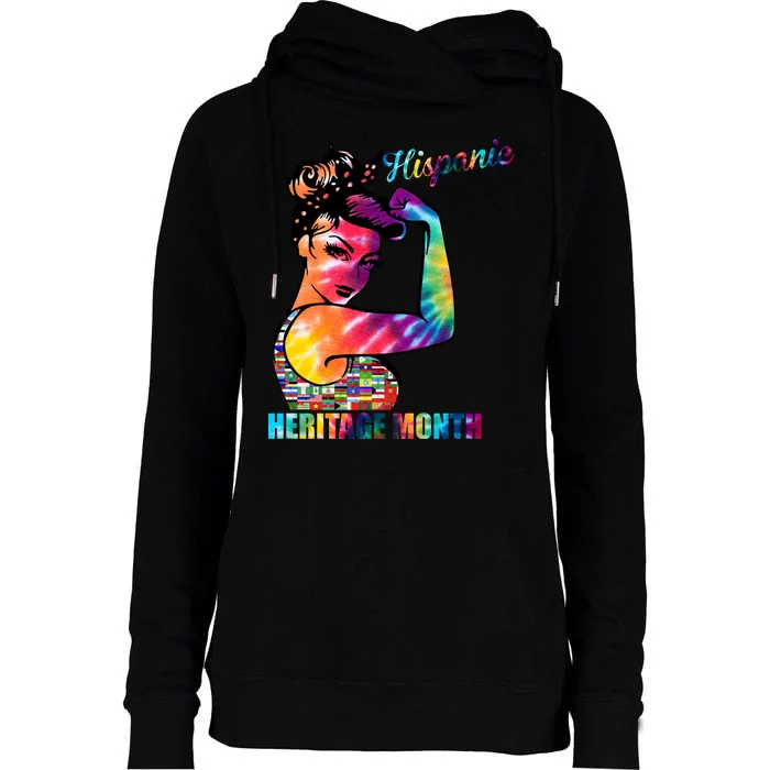 Hispanic Heritage Month Messy Bun Colorful Womens Funnel Neck Pullover Hood