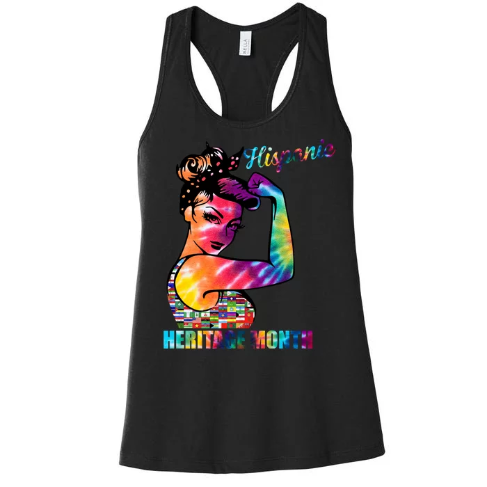 Hispanic Heritage Month Messy Bun Colorful Women's Racerback Tank