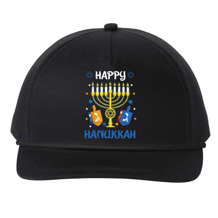 Happy Hanukkah Menorah Chanukah Jewish Snapback Five-Panel Rope Hat