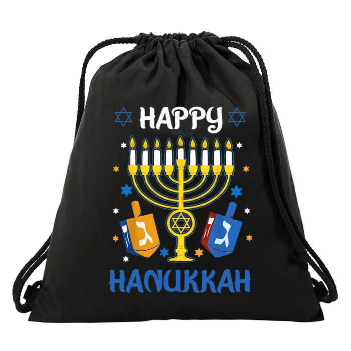 Happy Hanukkah Menorah Chanukah Jewish Drawstring Bag