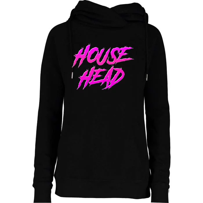 Househead House Music Edm House Head Dj Womens Funnel Neck Pullover Hood