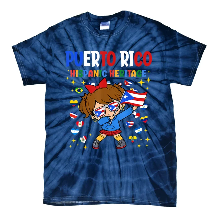 Hispanic Heritage Month Puerto Rico Flag Girl Tie-Dye T-Shirt