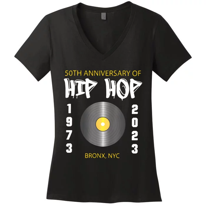 Hip Hop Music Is 50 50th Anniversary Retro Women's V-Neck T-Shirt