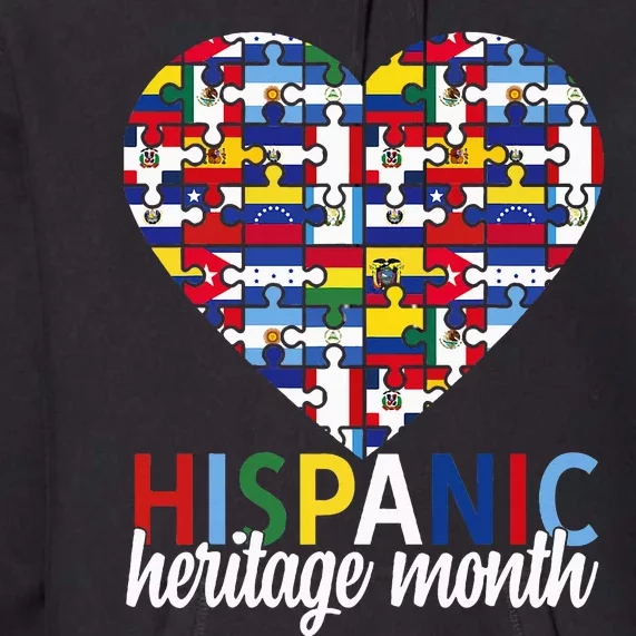 Hispanic Heritage Month all Countries Flags heart Premium Hoodie