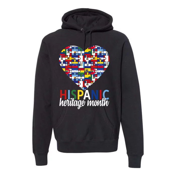 Hispanic Heritage Month all Countries Flags heart Premium Hoodie