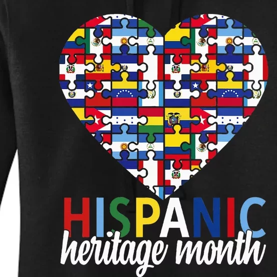 Hispanic Heritage Month all Countries Flags heart Women's Pullover Hoodie