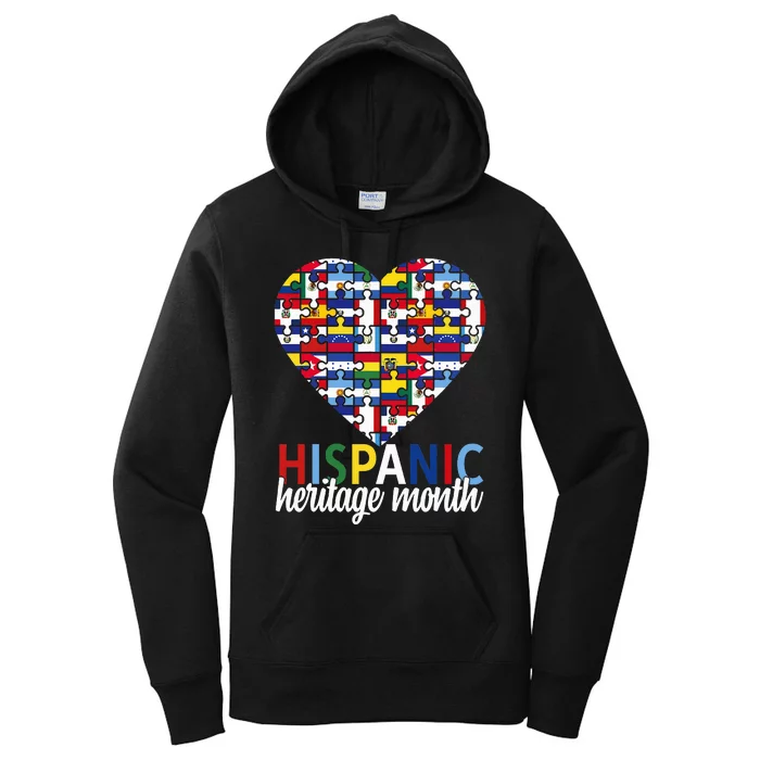 Hispanic Heritage Month all Countries Flags heart Women's Pullover Hoodie