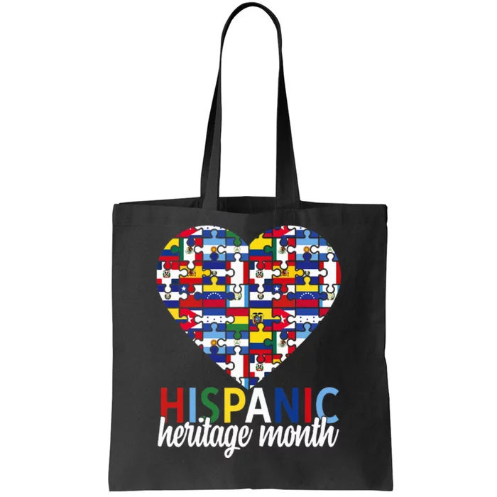 Hispanic Heritage Month all Countries Flags heart Tote Bag