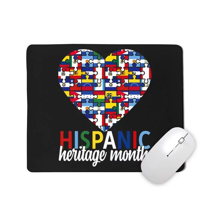 Hispanic Heritage Month all Countries Flags heart Mousepad