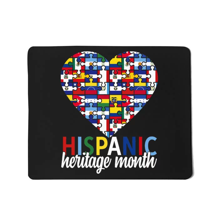 Hispanic Heritage Month all Countries Flags heart Mousepad