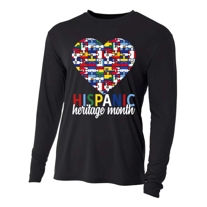 Hispanic Heritage Month all Countries Flags heart Cooling Performance Long Sleeve Crew