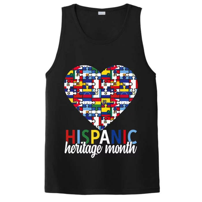 Hispanic Heritage Month all Countries Flags heart Performance Tank