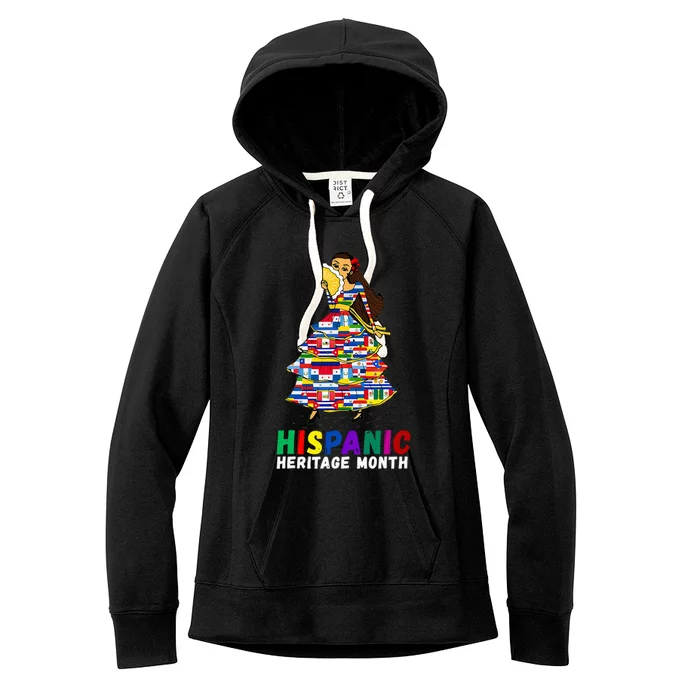 Hispanic Heritage Month Woman Latino Country Flags Women's Fleece Hoodie