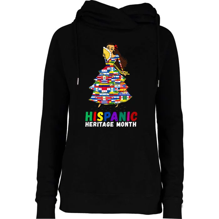 Hispanic Heritage Month Woman Latino Country Flags Womens Funnel Neck Pullover Hood