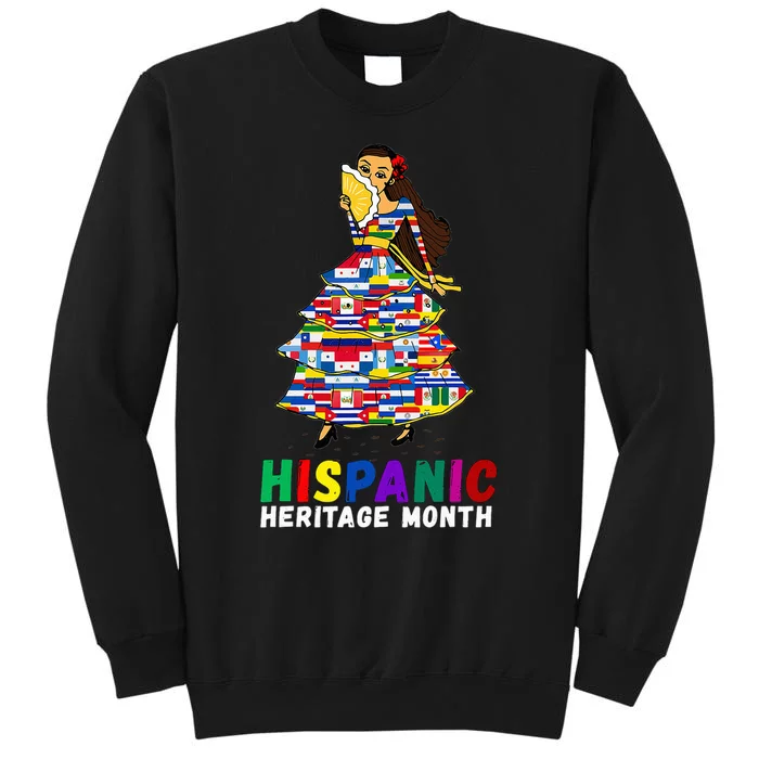 Hispanic Heritage Month Woman Latino Country Flags Tall Sweatshirt