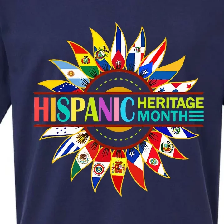 Hispanic Heritage Month Latino Countries Flags Sunflower Sueded Cloud Jersey T-Shirt