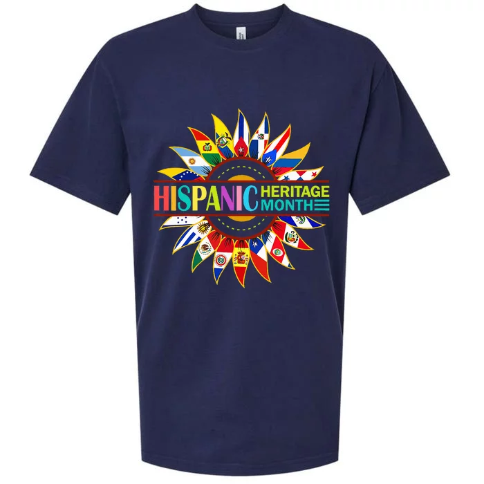 Hispanic Heritage Month Latino Countries Flags Sunflower Sueded Cloud Jersey T-Shirt