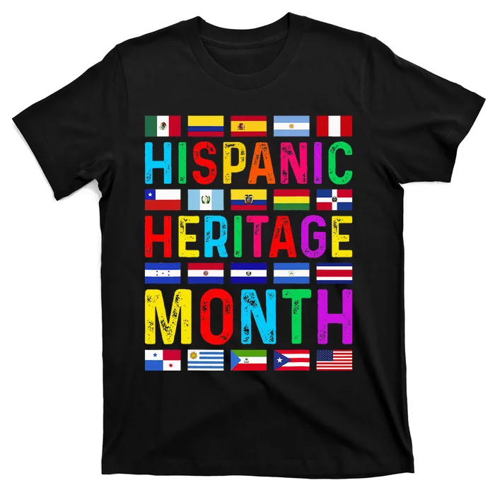 Hispanic Heritage Month National Latino Countries Flags T-Shirt