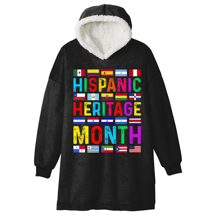 Hispanic Heritage Month National Latino Countries Flags Hooded Wearable Blanket