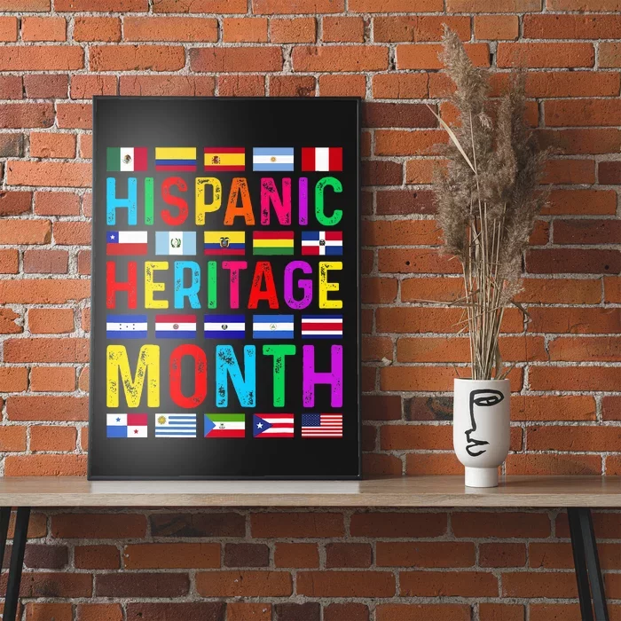 Hispanic Heritage Month National Latino Countries Flags Poster