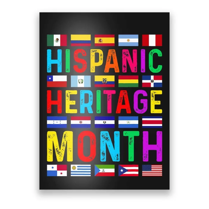 Hispanic Heritage Month National Latino Countries Flags Poster