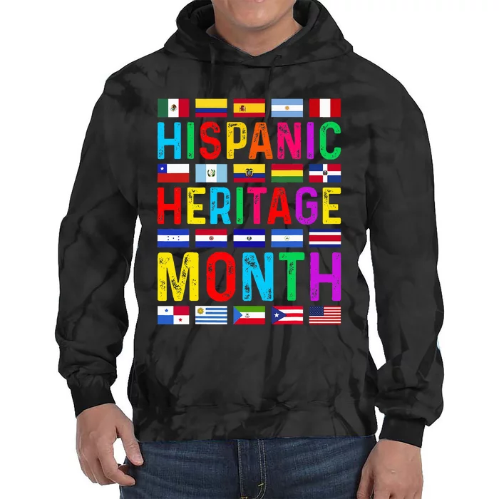 Hispanic Heritage Month National Latino Countries Flags Tie Dye Hoodie