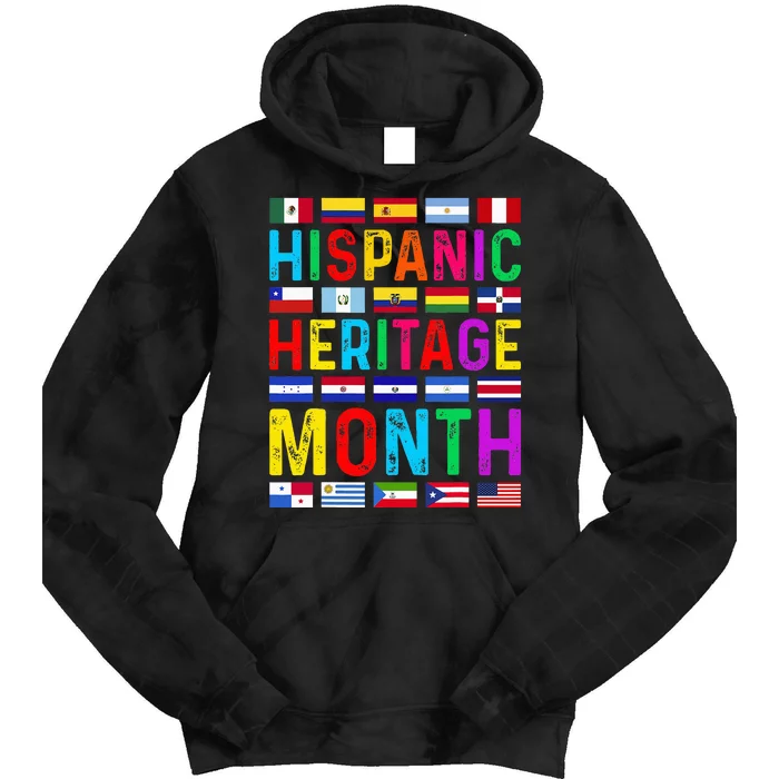 Hispanic Heritage Month National Latino Countries Flags Tie Dye Hoodie