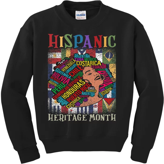 Hispanic Heritage Month Latina Latino Countries Flags Kids Sweatshirt