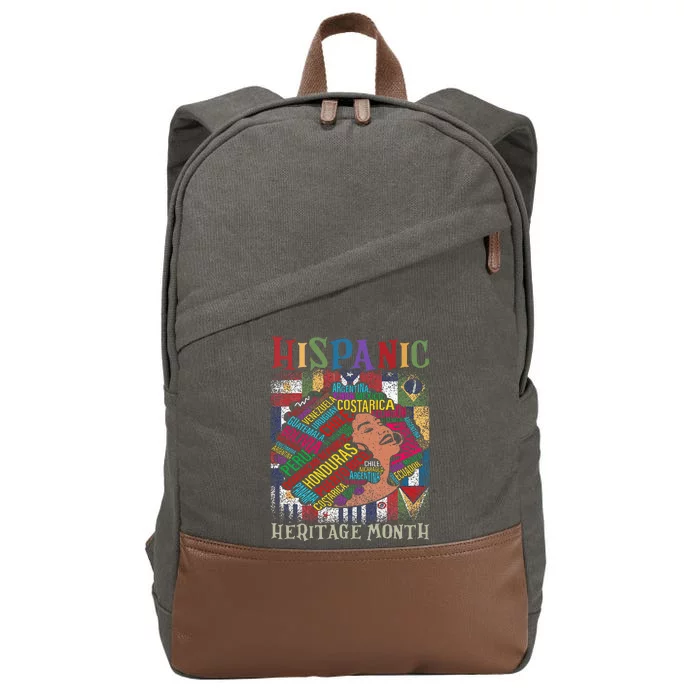 Hispanic Heritage Month Latina Latino Countries Flags Cotton Canvas Backpack