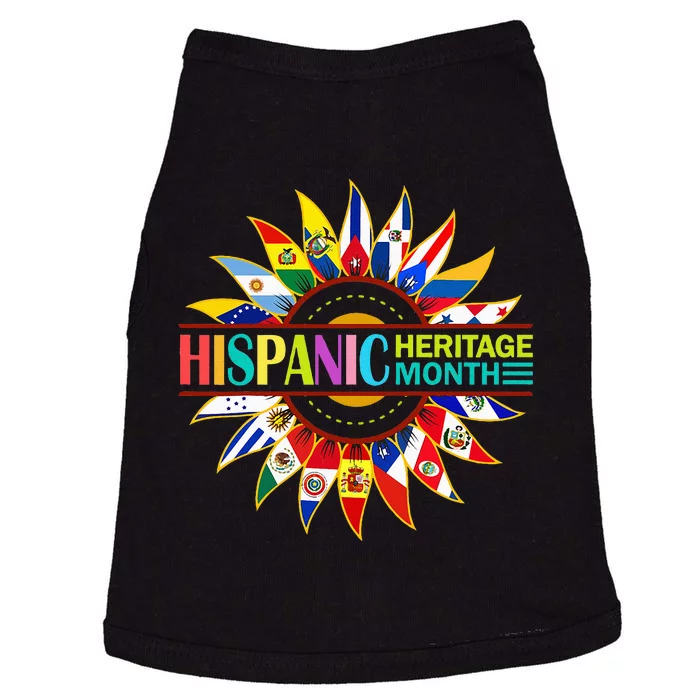 Hispanic Heritage Month Latino Countries Flags Sunflower Doggie Tank