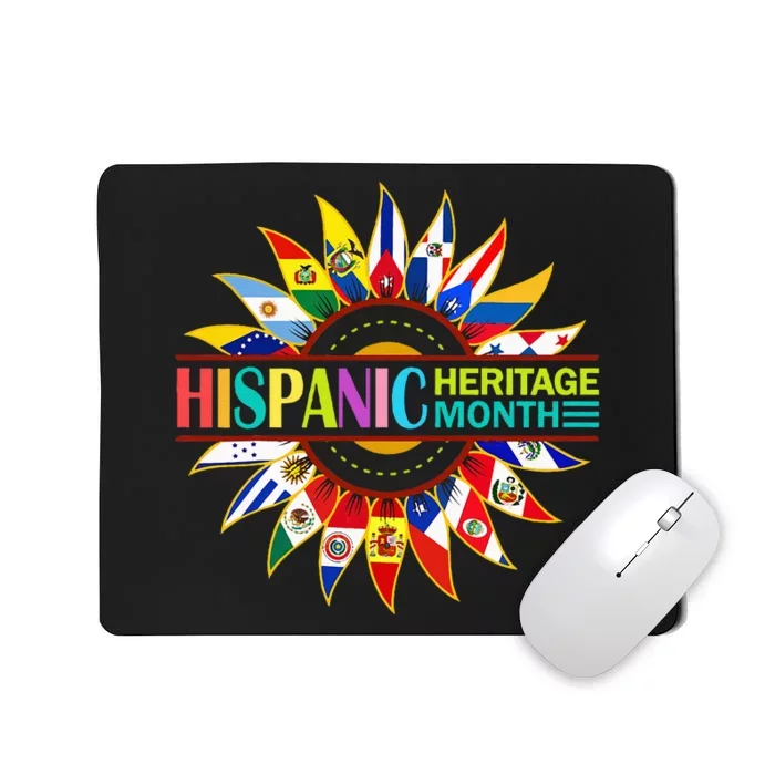 Hispanic Heritage Month Latino Countries Flags Sunflower Mousepad