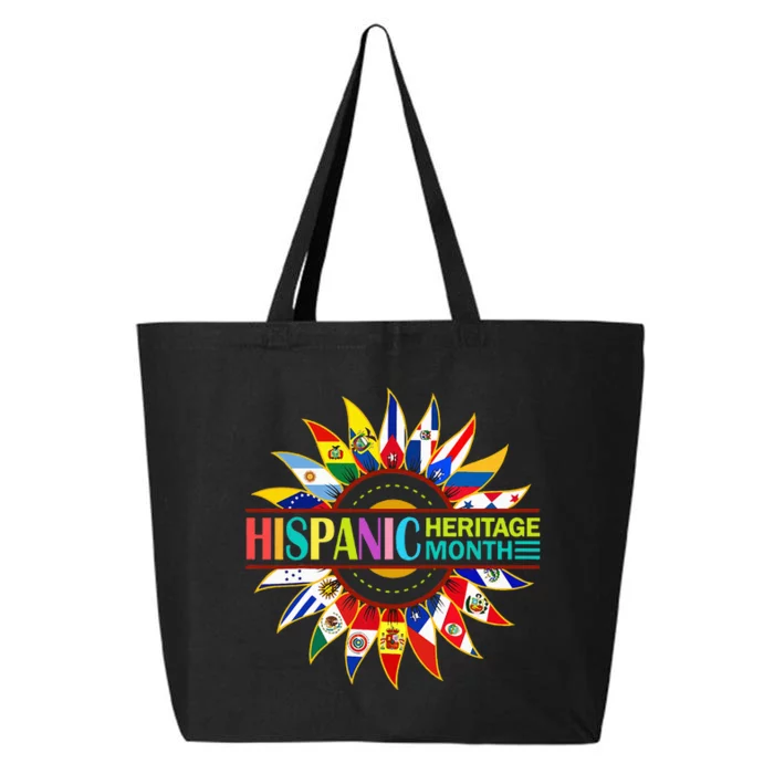 Hispanic Heritage Month Latino Countries Flags Sunflower 25L Jumbo Tote