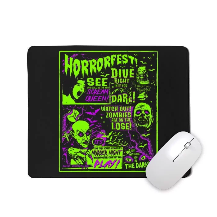 Horrorfest Halloween Movie Poster Old Time Horror Mousepad