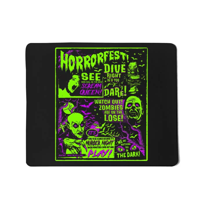 Horrorfest Halloween Movie Poster Old Time Horror Mousepad