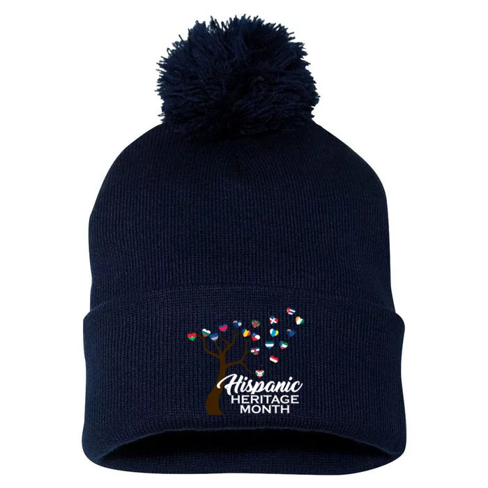 Hispanic Heritage Month Tree Roots Pom Pom 12in Knit Beanie