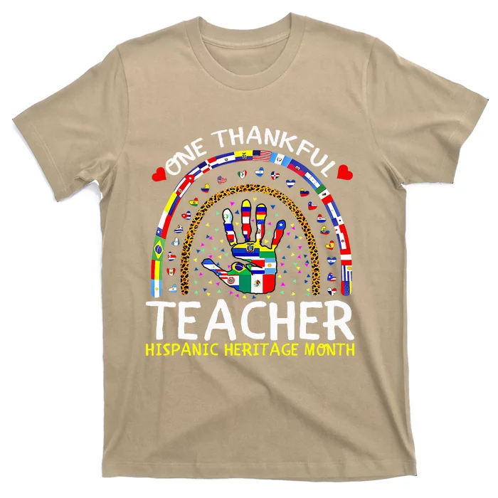 Hispanic Heritage Month Teacher Hands All Countries Flags T-Shirt